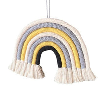 Load image into Gallery viewer, Room Decoration Handmade Woven Cotton Rope Rainbow Hanging Decoration Rainbow with Pom Pom Ball Wall Hanging Garlands for Kids Room Baby Shower Party Supplies Wall Hanging Decor With Felt Ball Photo Props
