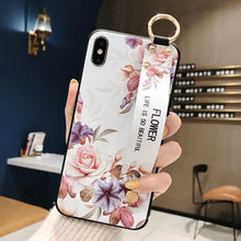 Load image into Gallery viewer, Rose Flowers Wrist Strap Phone Cases For iPhone 13 12 11 14 pro MAX X XR XS MAX 7 8 Plus Cover Hand Band Cases Soft Full Protection Slim Colorful Protective Phone Case For iPhone