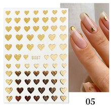 Load image into Gallery viewer, Rose Gold Star 3D Nail Stickers Silver Black White Star Heart Transfer Stickers for Nails DIY Decals Manicures Decoration Tips Nail Art Decals Water Transfer Nail Decals Sticker For Pretty Girl Self-Adhesive Nail Decals Designer Nail Stickers for Acrylic