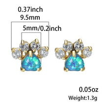 Load image into Gallery viewer, Rose Golden Opal Paw Print Stud Earrings
