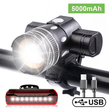 Load image into Gallery viewer, Rotatable Bicycle Light 800 Lumen Led Bike Headlight Zoom USB Rechargeable Aluminum Alloy Bike Lights Front And Back Powerful USB Rechargeable Bicycle Light Waterproof Bike Headlight Taillight 5000mAh