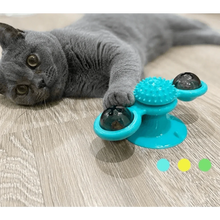 Load image into Gallery viewer, Rotatable Funny Massage Cat Toys Windmill LED Ball Teeth Cleaning Toys For Pets Interactive Turntable Tease Cat Toys