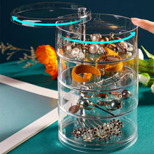 Load image into Gallery viewer, Rotating Jewelry Storage Box Makeup Storage Rack Bracelet Earring Round Plastic Organizer Boxes Holder Display Rack with Cover Rotatable Jewelry Storage Box Makeup Rack Storage Bracelet Earring Round Jewelry Organizer