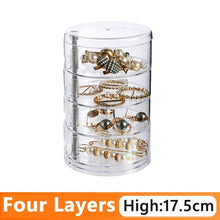 Load image into Gallery viewer, Rotating Jewelry Storage Box Makeup Storage Rack Bracelet Earring Round Plastic Organizer Boxes Holder Display Rack with Cover Rotatable Jewelry Storage Box Makeup Rack Storage Bracelet Earring Round Jewelry Organizer