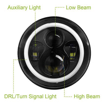 Load image into Gallery viewer, Round LED Headlight Halo Angel Eyes for Jeep Wrangler