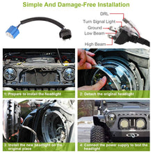 Load image into Gallery viewer, Round LED Headlight Halo Angel Eyes for Jeep Wrangler