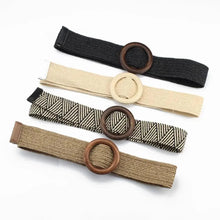 Load image into Gallery viewer, Round Wooden Smooth Buckle Waistbands For Women Vintage Design Skinny Dress Belt Charming Gift For Ladies