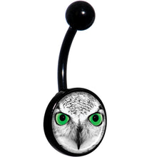 Load image into Gallery viewer, Black White Owl Black Belly Ring