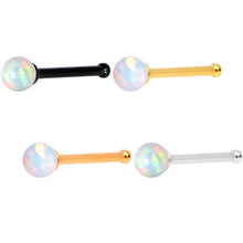 Load image into Gallery viewer, White 2.5mm Synthetic Opal Ball Anodized Nose Screw 4 Pack Set