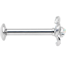 Load image into Gallery viewer, 5/16 White Faux Opal Internally Threaded Hollow Flower Labret Monroe