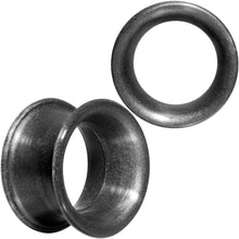 Load image into Gallery viewer, Thin Flexible Metallic Black Silicone Tunnel Plug Set 6mm to 25mm