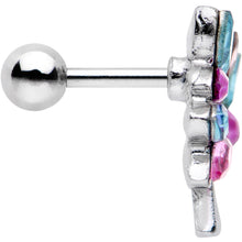 Load image into Gallery viewer, 16G 1/4 Pink Blue Gem Joyful Tree Cartilage Tragus Earring