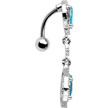 Load image into Gallery viewer, Aqua Gem Twin Top Mount Dangle Belly Ring