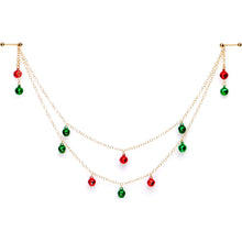 Load image into Gallery viewer, Handcrafted Gold Tone Anodized Christmas Bells Dangle Nipple Chain