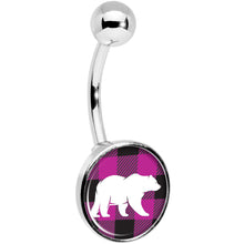 Load image into Gallery viewer, Pink Black Plaid Polar Bear Belly Ring