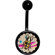 Load image into Gallery viewer, Newsprint Beetle Bug Black Belly Ring