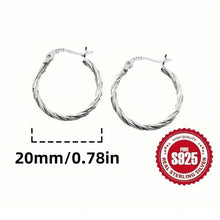 Load image into Gallery viewer, S925 Sterling Silver Geometric Twist Circle Hoop Earrings