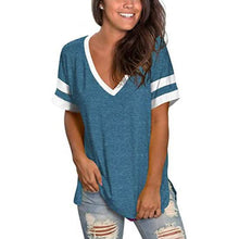 Load image into Gallery viewer, Womens Tops Striped Short Sleeve V Neck Tee T Shirts