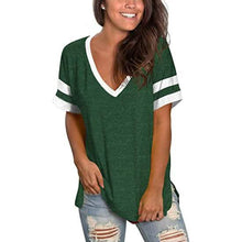 Load image into Gallery viewer, Womens Tops Striped Short Sleeve V Neck Tee T Shirts