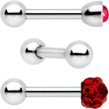 Load image into Gallery viewer, 16G 1/4 Deep Red Faux Opal Inlay Cartilage Tragus Earring 3 Pack Set