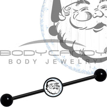 Load image into Gallery viewer, 14G Christmas Retro Santa Ho Ho Ho Black Industrial Barbell 37mm
