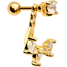 Load image into Gallery viewer, 1/4 Clear CZ Gem Gold PVD Fan Dangle Cartilage Tragus Piercing