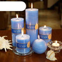 Load image into Gallery viewer, Scented Candles Soy Wax Coconut Oil Smokeless Blue Pillar Candles Smokeless Clean Burning Décor for Home Wedding Church Events