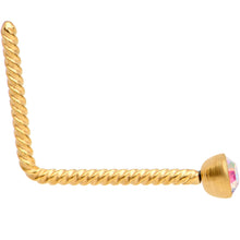 Load image into Gallery viewer, Aurora 2mm Gem Inlay Gold IP So Twisted L Shaped Nose Ring