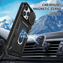 Load image into Gallery viewer, Screen Protector And Kickstand Heavy Duty Protection Shockproof Case for iPhone Slide Camera Case For iPhone 14 Pro Max 14 Plus 13 Pro 12 Build in 360 Degree Rotate Kickstand iPhone Cases