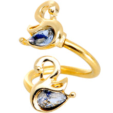 Load image into Gallery viewer, Clear Gem Gold PVD Twin Swans Spiral Twister Belly Ring