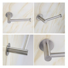 Load image into Gallery viewer, Self-Adhesive Stainless Steel Toilet Roll Paper Holder Organizers Bar Towel Ring Rail Rack Non-Drilling Toilet Accessories Toilet Paper Holder Wall Mounted Stainless Steel Toilet Roll Holder Brushed Nickel Toilet Tissue Holder For Bathroom