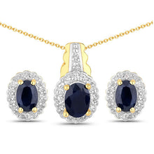 Load image into Gallery viewer, 1.96 Carat Genuine Black Blue Sapphire and White Topaz .925 Sterling Silver Jewelry Set