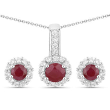 Load image into Gallery viewer, 2.17 Carat Genuine Ruby and White Topaz .925 Sterling Silver Jewelry Set