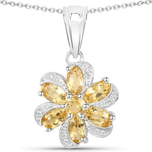 Load image into Gallery viewer, 7.92 Carat Genuine Citrine and White Topaz .925 Sterling Silver 3 Piece Jewelry Set (Ring, Earrings, and Pendant w/ Chain)