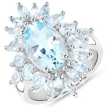 Load image into Gallery viewer, 19.18 Carat Genuine Blue Topaz .925 Sterling Silver 3 Piece Jewelry Set (Ring, Earrings, and Pendant w/ Chain)