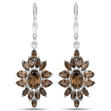 Load image into Gallery viewer, 16.36 Carat Genuine Smoky Quartz .925 Sterling Silver 3 Piece Jewelry Set (Ring, Earrings, and Pendant w/ Chain)