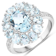 Load image into Gallery viewer, 14.02 Carat Genuine Blue Topaz and White Topaz .925 Sterling Silver 3 Piece Jewelry Set (Ring, Earrings, and Pendant w/ Chain)