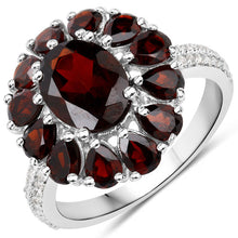 Load image into Gallery viewer, 13.82 Carat Genuine Garnet and White Topaz .925 Sterling Silver 3 Piece Jewelry Set (Ring, Earrings, and Pendant w/ Chain)