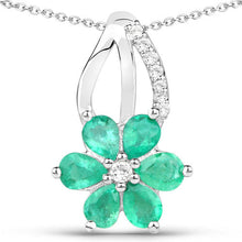 Load image into Gallery viewer, 3.61 Carat Genuine Emerald and White Topaz .925 Sterling Silver Set (Ring, Earrings, and Pendant )