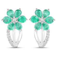 Load image into Gallery viewer, 3.61 Carat Genuine Emerald and White Topaz .925 Sterling Silver Set (Ring, Earrings, and Pendant )