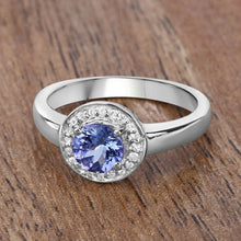 Load image into Gallery viewer, 1.05 Carat Genuine Tanzanite and White Topaz .925 Sterling Silver Ring