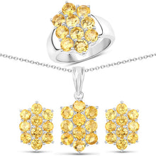 Load image into Gallery viewer, 6.60 Carat Genuine Citrine .925 Sterling Silver 3 Piece Jewelry Set (Ring, Earrings, and Pendant w/ Chain)