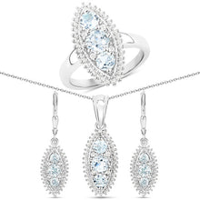 Load image into Gallery viewer, 4.50 Carat Genuine Blue Topaz and White Topaz .925 Sterling Silver 3 Piece Jewelry Set (Ring, Earrings, and Pendant w/ Chain)