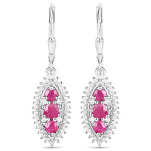 Load image into Gallery viewer, 4.32 Carat Genuine Ruby and White Topaz .925 Sterling Silver 3 Piece Jewelry Set (Ring, Earrings, and Pendant w/ Chain)
