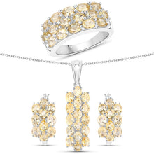 Load image into Gallery viewer, 8.32 Carat Genuine Citrine .925 Sterling Silver 3 Piece Jewelry Set (Ring, Earrings, and Pendant w/ Chain)