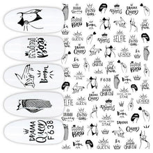 Load image into Gallery viewer, Sexy Lady Pattern 3D Nail Stickers Character Image Decals Slider Valentine Black White Nail Art Decoration Strip Line Nail Decal Self-Adhesive 3D Wave Design Decoration for Women Girls Art Stickers Decal Decoration Metallic Curve Strip Line Nail