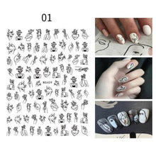 Load image into Gallery viewer, Sexy Lady Pattern 3D Nail Stickers Character Image Decals Slider Valentine Black White Nail Art Decoration Strip Line Nail Decal Self-Adhesive 3D Wave Design Decoration for Women Girls Art Stickers Decal Decoration Metallic Curve Strip Line Nail