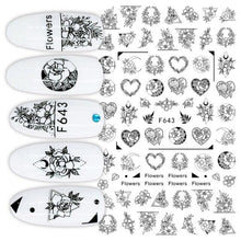 Load image into Gallery viewer, Sexy Lady Pattern 3D Nail Stickers Character Image Decals Slider Valentine Black White Nail Art Decoration Strip Line Nail Decal Self-Adhesive 3D Wave Design Decoration for Women Girls Art Stickers Decal Decoration Metallic Curve Strip Line Nail