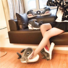 Load image into Gallery viewer, Shark Funny Shoes Girls Indoor Slippers Home Shoes Fashion Plush Warm Slippers Women Winter Cute Shark Cozy Women Slippers With Funny Face Memory Foam Non-Slip Rubber Sole Soft Slip On Home Shoes