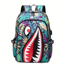 Load image into Gallery viewer, Patterned Shark Nylon Student Backpack